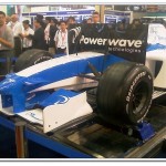 Powerwave booth features a F1 simulation game.